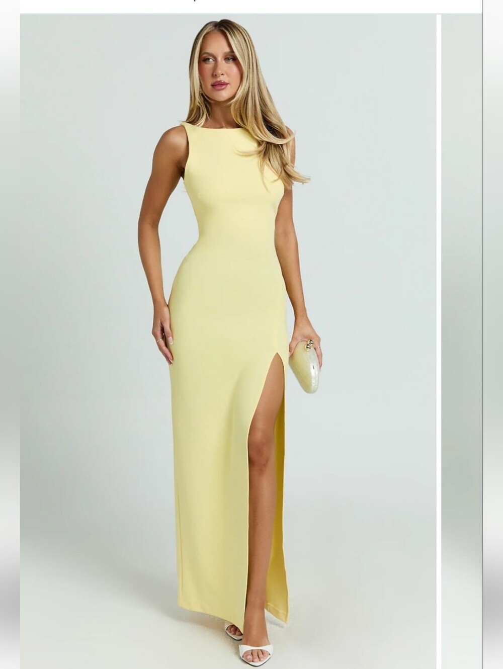 Showpo Indi Maxi Dress Boat Neck Bodycon Dress Size 2 New Yellow Dress
